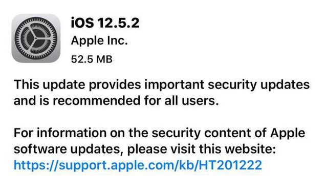 江门苹果手机维修分享iOS12.5.2发布，建议所有老苹果用户安装 